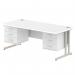 Dynamic Impulse W1800 x D800 x H730mm Straight Office Desk Cantilever Leg With 2x3 Drawer Double Fixed Pedestal White Finish Silver Frame - MI002232 43035DY