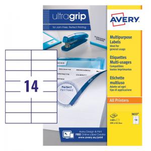 Avery Multipurpose Label 105x42.3mm 14 Per A4 Sheet White Pack 1400