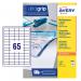 Avery Multipurpose Label 38x21.2mm 65 Per A4 Sheet White (Pack 6500 Labels) 3666 43075AV