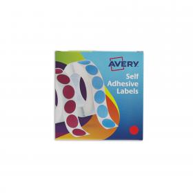 Avery Labels in Dispenser Round 19mm Diameter Red (Pack 1120 Labels) 24-506 43180AV