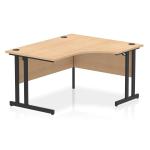 Dynamic Impulse W1400 x D800/1200 x H730mm Right Hand Crescent Desk With Cable Management Ports Cantilever Leg Maple FInish Black Frame - MI003231 43224DY