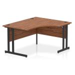 Dynamic Impulse W1400 x D800/1200 x H730mm Right Hand Crescent Desk With Cable Management Ports Cantilever Leg Walnut Finish Black Frame - MI003261 43238DY