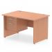 Dynamic Impulse W1200 x D800 x H730mm Straight Office Desk Panel End Leg With 1 x 2 Drawer Fixed Pedestal Beech Finish - MI001733 43441DY