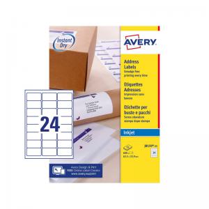 Avery Inkjet Address Label 63.5x34mm 24 Per A4 Sheet White Pack 600