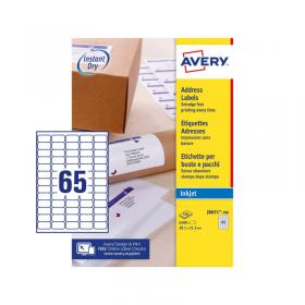 Avery Inkjet Address Label 38x21mm 65 Per A4 Sheet White (Pack 6500 Labels) J8651-100 43775AV