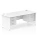 Dynamic Impulse W1600 x D800 x H730mm Straight Office Desk Panel End Leg With 1 x 2 and 1 x 3 Drawer Double Fixed Pedestal White Finish - MI002268 43791DY