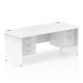 Dynamic Impulse W1800 x D800 x H730mm Straight Office Desk Panel End Leg With 1 x 2 and 1 x 3 Drawer Double Fixed Pedestal White Finish - MI002269 43798DY