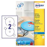 Avery Inkjet Full Face CD/DVD Label 117mm Diameter 2 Per A4 Sheet Matt White (Pack 50 Labels) J8676-25 43817AV
