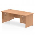 Dynamic Impulse W1800 x D800 x H730mm Straight Office Desk Panel End Leg With 1 x 2 and 1 x 3 Drawer Double Fixed Pedestal Oak Finish - MI002721 43826DY