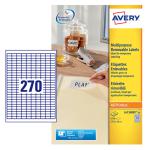 Avery Multipurpose Mini Removable Label 17.8x10mm 270 Per A4 Sheet White (Pack 6750 Labels) L4730REV-25 43838AV