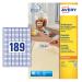 Avery Multipurpose Mini Removable Label 25.4x10mm 189 Per A4 Sheet White (Pack 4725 Labels) L4731REV-25 43845AV