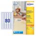 Avery Multipurpose Mini Removable Label 35.6x16.9mm 80 Per A4 Sheet White (Pack 2000 Labels) L4732REV-25 43852AV