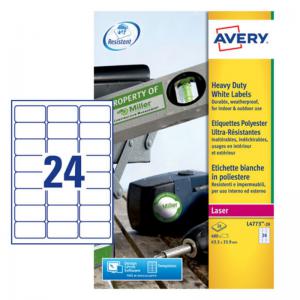 Avery Laser Heavy Duty Label 63.5 x 33.9mm 24 Per A4 Sheet White Pack
