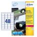 Avery Laser Heavy Duty Label 45.7x21.2mm 48 Per A4 Sheet White (Pack 960 Labels) L4778-20 43908AV
