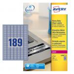 Avery Laser Heavy Duty Label 25.4x10mm 189 Per A4 Sheet Silver (Pack 3780 Labels) L6008-20 43922AV