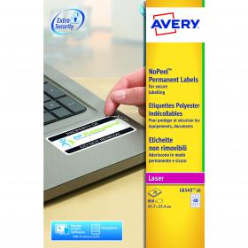 Avery Laser NoPeel Anti-Tamper Permanent Label 45.7x25mm 40 Per A4 Sheet White (Pack 800 Labels) L6145-20 43999AV