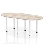 Dynamic Impulse W2400 x D1000 x H740mm Boardroom Table Post Leg Grey Oak Finish White Frame - I003752 44050DY