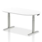 Dynamic Impulse W1800 x D1000 x H660-1310mm Height Adjustable Boardroom Table White Finish Silver Frame - I003545 44288DY
