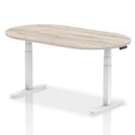 Dynamic Impulse W1800 x D1000 x H660-1310mm Height Adjustable Boardroom Table Grey Oak Finish White Frame - I003571 44302DY