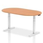 Dynamic Impulse W1800 x D1000 x H660-1310mm Height Adjustable Boardroom Table Oak Finish White Frame - I003557 44316DY