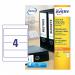 Avery Laser Filing Label Lever Arch File 200x60mm 4 Per A4 Sheet White (Pack 400 Labels) L7171-100 44321AV