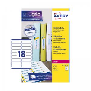 Avery Laser Filing Label Ring Binder 100x30mm 18 Per A4 Sheet White