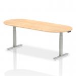 Dynamic Impulse W2400 x D1000 x H660-1310mm Height Adjustable Boardroom Table Maple Finish Silver Frame - I003547 44351DY