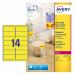 Avery Laser High Visibility Removable Label 99x38mm 14 Per A4 Sheet Neon Yellow (Pack 350 Labels ) L7263Y-25 44377AV