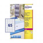 Avery Laser Mini Label 38x21mm 65 Per A4 Sheet Clear (Pack 1625 Labels) L7551-25 44391AV