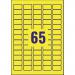 Avery Laser High Visibility Mini Removable Label 38x21mm 65 Per A4 Sheet Neon Yellow (Pack 1625 Labels) L7651Y-25 44468AV