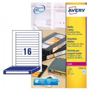 Avery Laser Video Spine Label 145x17mm 16 Per A4 Sheet White Pack 400