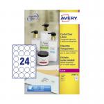 Avery Laser Label 40mm Diameter 24 Per A4 Sheet Crystal Clear (Pack 600 Labels) L7780-25 44601AV