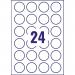 Avery Laser Label 40mm Diameter 24 Per A4 Sheet Crystal Clear (Pack 600 Labels) L7780-25 44601AV