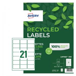 Avery Laser Recycled Address Label 63.5x38.1mm 21 Per A4 Sheet White