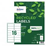 Avery Laser Recycled Address Label 99.1x33.9mm 16 Per A4 Sheet White (Pack 1600 Labels) LR7162-100 44678AV