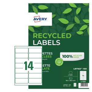 Avery Laser Recycled Address Label 99.1x38.1mm 14 Per A4 Sheet White