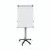 The photo shows a Bi-Silque flipchart easel and pads, specifically the Bi-Office Earth-it mobile flipchart easel. The easel is silver in color and features a magnetic surface. The size of the easel is 700x1000mm. It appears to be mobile and easy to move around.