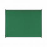 The image shows a green felt Noticeboard, framed in aluminum, measuring 1200x900mm. It is branded by Bi-Silque and Bi-Office, and has a sleek and professional appearance. The pristine felt surface is perfect for displaying important notes, memos, and announcements.