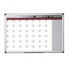 Bi-Office Month Magnetic Whiteboard Planner Aluminium Frame 900x600mm - GA0336170 45599BS