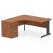 Dynamic Impulse W1600 x D1200 x H730mm Left Hand Crescent Desk Cable Managed Leg With D600mm Desk High Pedestal Walnut Finish Black Frame - I004475 45604DY