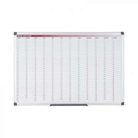 Bi-Office 365-Day Annual Magnetic Whiteboard Planner Aluminium Frame 900x600mm - GA0360170 45627BS