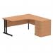 Dynamic Impulse W1600 x D1200 x H730mm Right Hand Crescent Desk Cantilever Leg With D600mm Desk High Pedestal Oak Finish Black Frame - I004425 45842DY