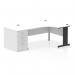 Dynamic Impulse W1600 x D1200 x H730mm Right Hand Crescent Desk Cable Managed Leg With D800mm Desk High Pedestal White Finish Black Frame - I004504 46017DY