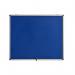 The image shows a Bi-Silque noticeboard by Bi-Office in a bright blue color. It is made of fire retardant material and can hold up to 6 A4 sheets. The display case is lockable and measures 656x603mm. Perfect for organizing and displaying important information.