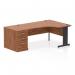 Dynamic Impulse W1600 x D1200 x H730mm Right Hand Crescent Desk Cable Managed Leg With D800mm Desk High Pedestal Walnut Finish Black Frame - I004505 46024DY