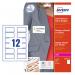 This photograph showcases a pack of Avery UK multipurpose labels. The labels are self-adhesive with a dimension of 75 x 40 mm and are made of laser acetate silk material. The pack contains 240 labels on 20 sheets.
