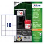 Avery Heavy Duty Ultra Resistant Label 52x74mm 16 Per A4 Sheet White (Pack 800 Labels) - B5274-50 46099AV