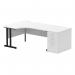 Dynamic Impulse W1600 x D1200 x H730mm Left Hand Crescent Desk Cantilever Leg With D800mm Desk High Pedestal White Finish Black Frame - I004408 46101DY