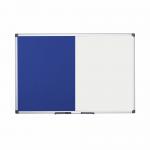 Bi-Office Maya Combination Board Blue Felt/Non Magnetic Whiteboard Aluminium Frame 900x600mm - XA0317170 46152BS