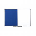 Bi-Office Maya Combination Board Blue FeltMagnetic Whiteboard Aluminium Frame 900x600mm - XA0322170 46166BS